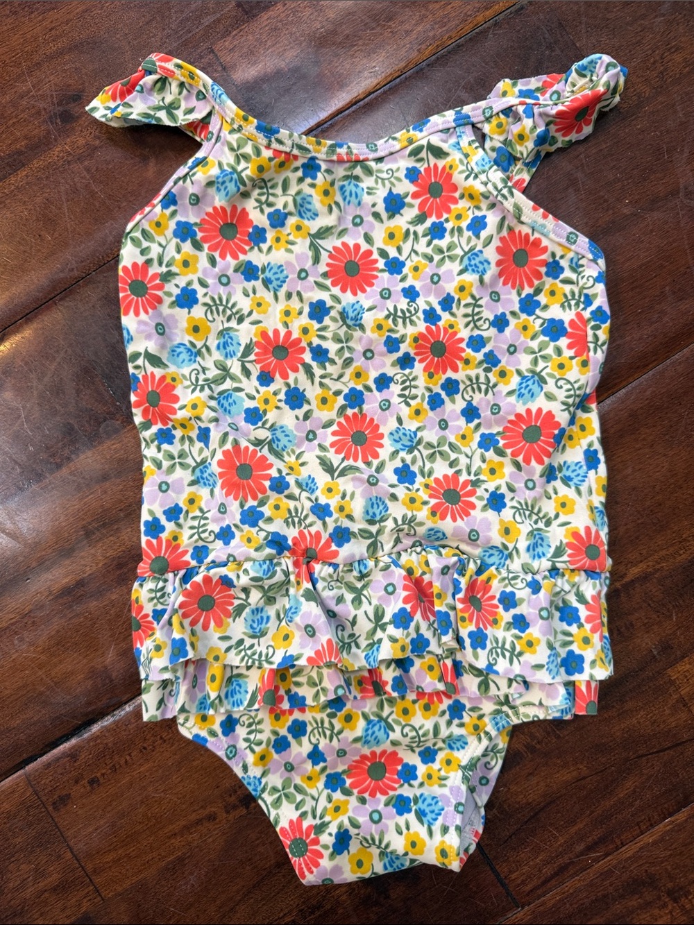 Girls Floral Ruffle One-Piece Swimsuit - Multicolor